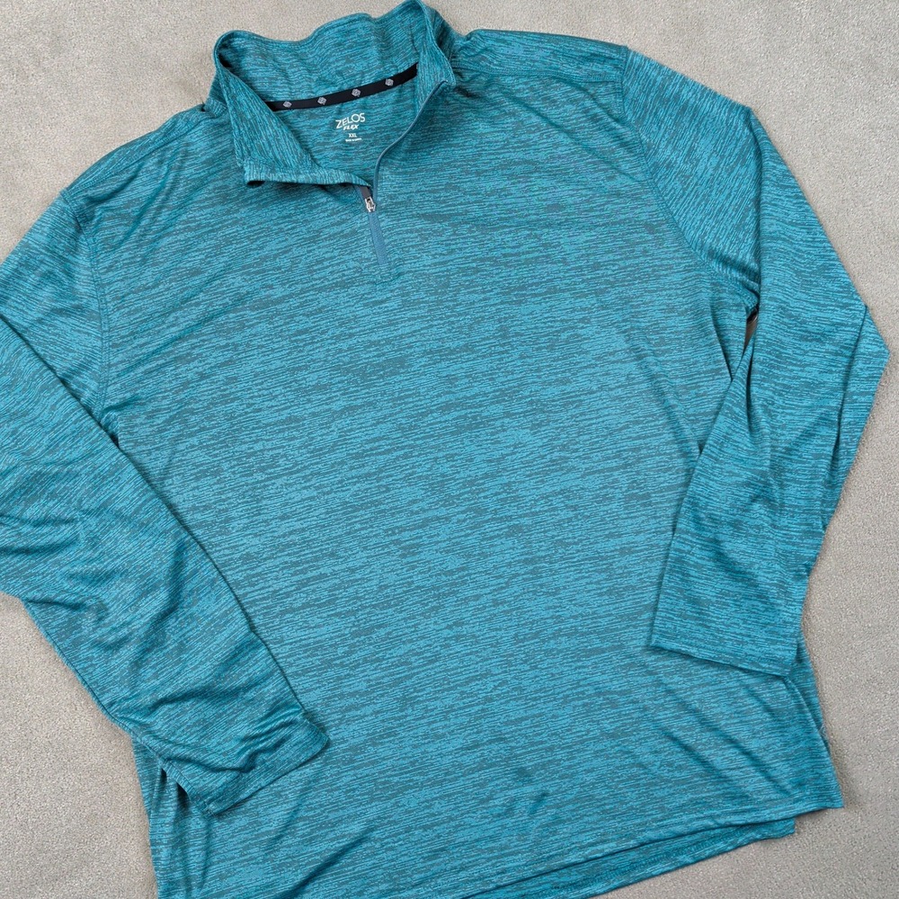Zelos Flex Pullover XXL Mens Teal Blue Space Dye Quarter Zip Performance Shirt